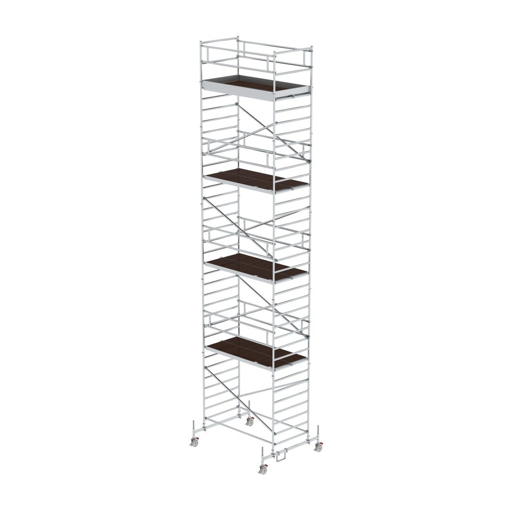 Illustration du produit: Munk Échafaudage roulant 1,35 x 2,45 m avec traverse mobile & double plate-forme Hauteur de plate-forme 9,45 m