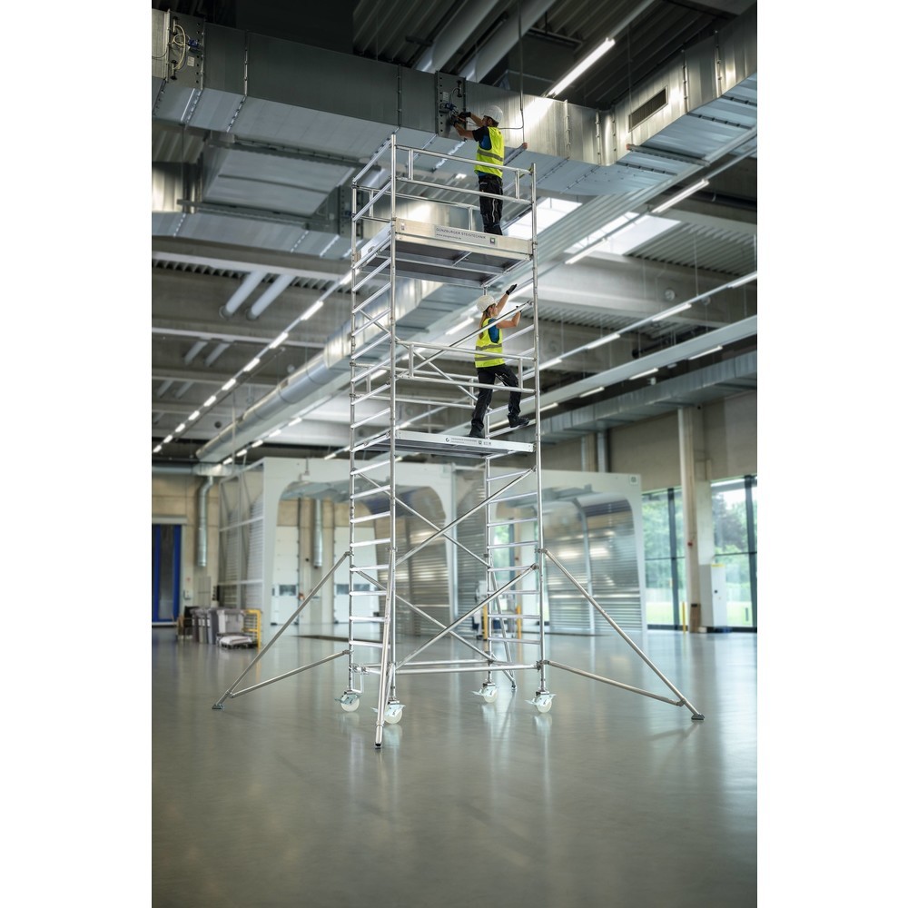 N° de l'image du produit 2 : Munk Échafaudage roulant 1,35 x 3,0 m avec stabilisateur & double plate-forme Hauteur de plate-forme 6,35 m