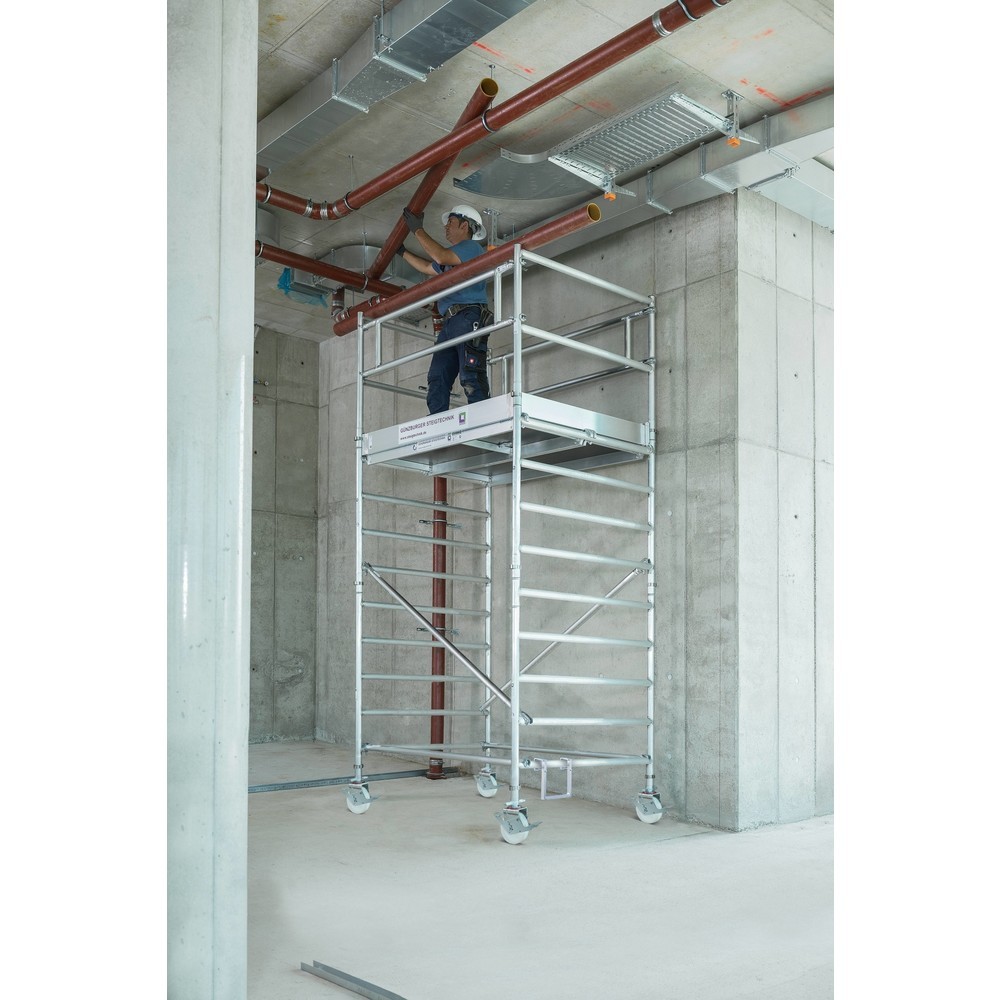 N° de l'image du produit 2 : Munk Échafaudage roulant 1,35 x 3,0 m avec traverse mobile et double plate-forme Hauteur de plate-forme 4,45 m