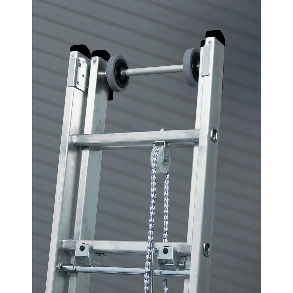 N° de l'image du produit 2 : Munk Échelle coulissante à corde à barreaux 3 parties avec traverse nivello®, 3x14 barreaux