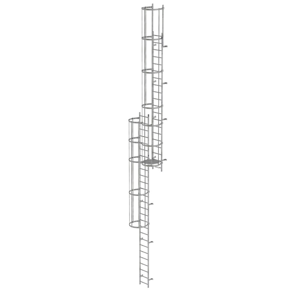 Illustration du produit: Munk Échelle à crinoline à plusieurs sections avec protection dorsale (échelle de secours) acier galvanisé 12,12m
