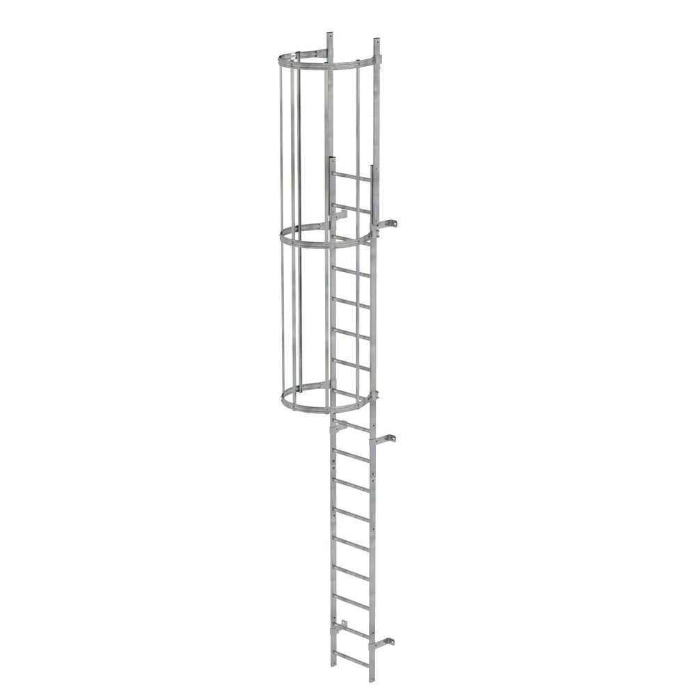 Illustration du produit: Munk Échelle à une voie avec cage de protection, acier galvanisé 5,96 m