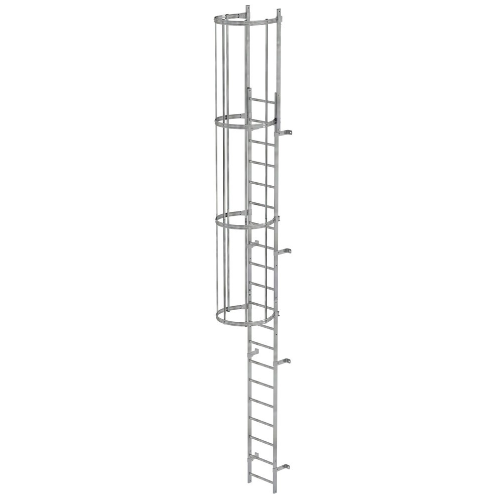 Illustration du produit: Munk Échelle à une voie avec cage de protection, acier galvanisé 6,80 m