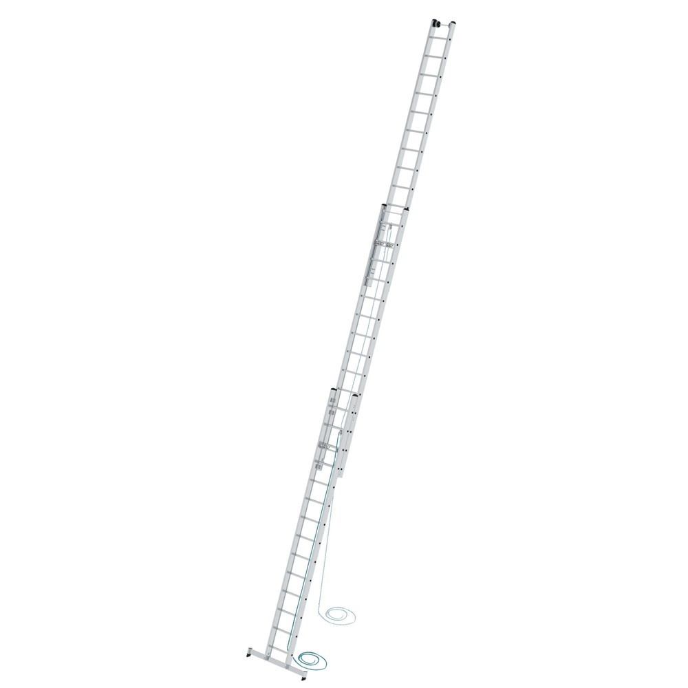 Illustration du produit: Munk Échelle coulissante à corde à barreaux 3 parties avec traverse nivello®, 3x14 barreaux