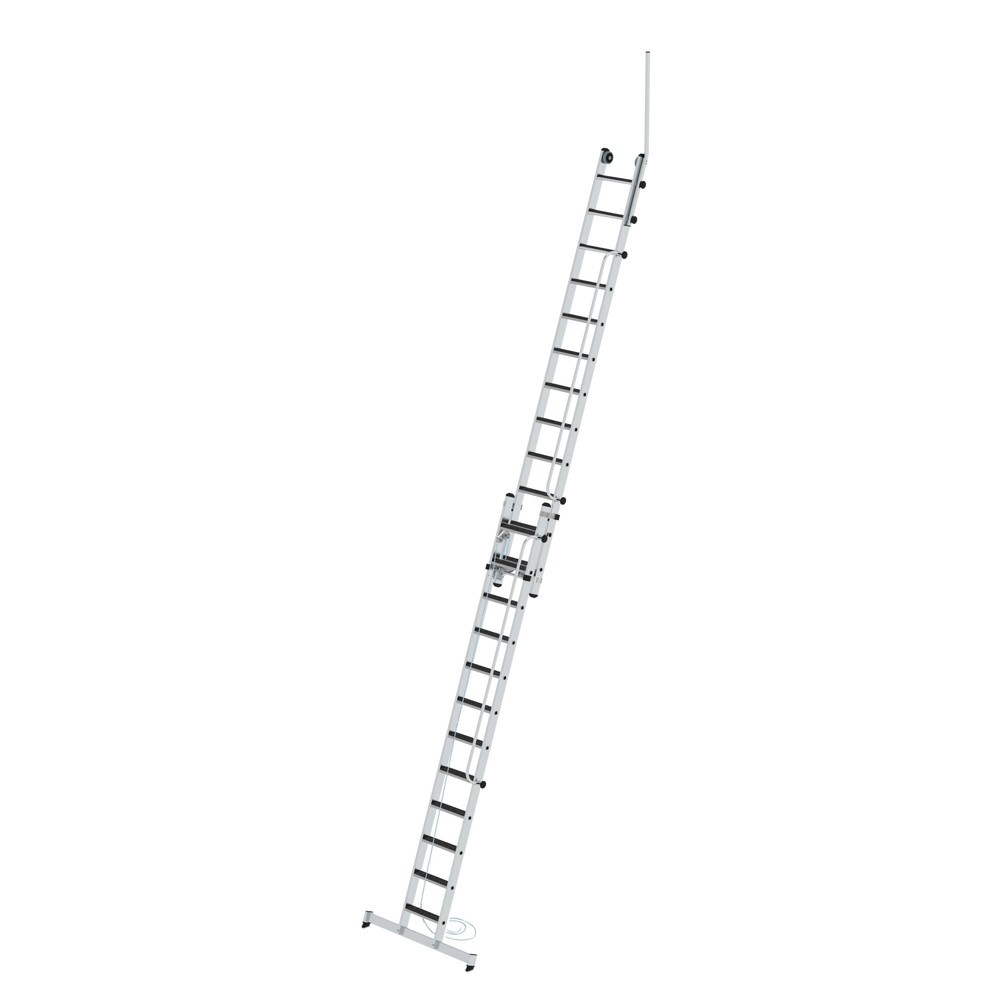 Illustration du produit: Munk Échelle coulissante à corde à marches 2 parties avec main courante et montant de sortie, 2x12 marches