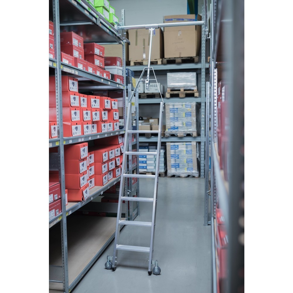 N° de l'image du produit 2 : Munk Échelle pivotante à marches pour rayonnage double, 6 marches