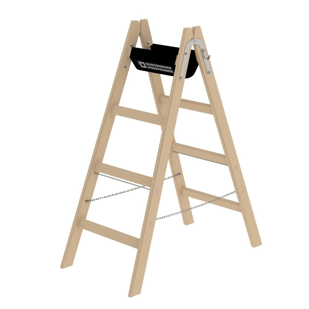 Illustration du produit: Munk Escabeau double à barreaux en bois, 2x4 barreaux