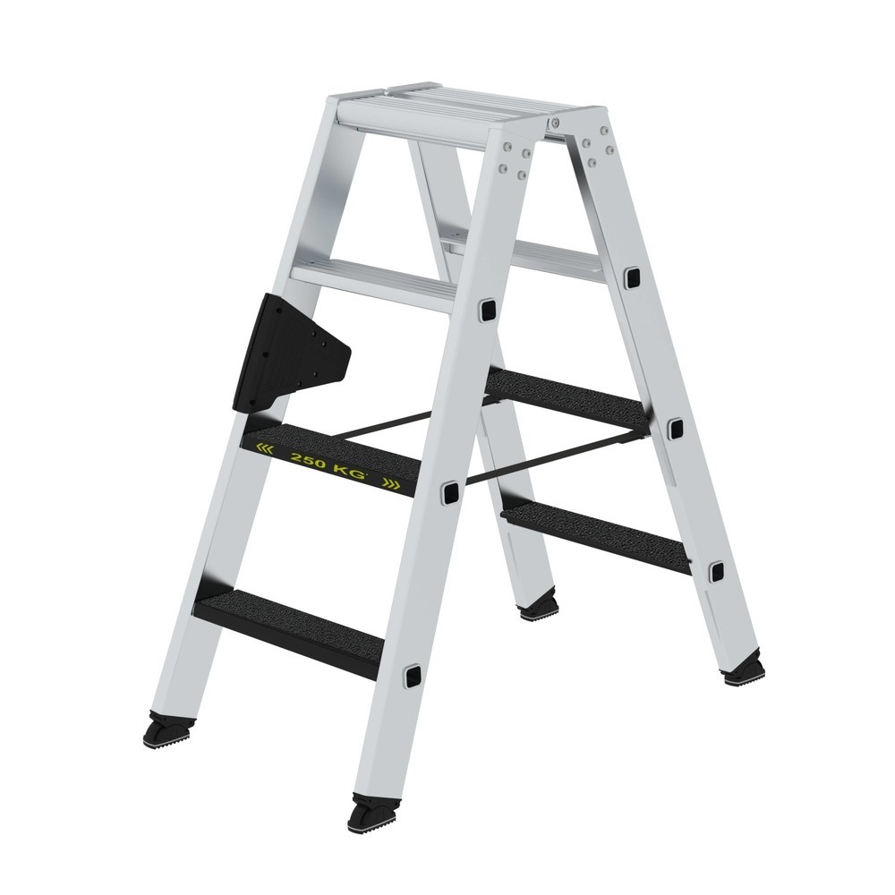 Illustration du produit: Munk Escabeau double à marches 250 kg accessible des deux côtés avec clip-step R13, 2x4 marches