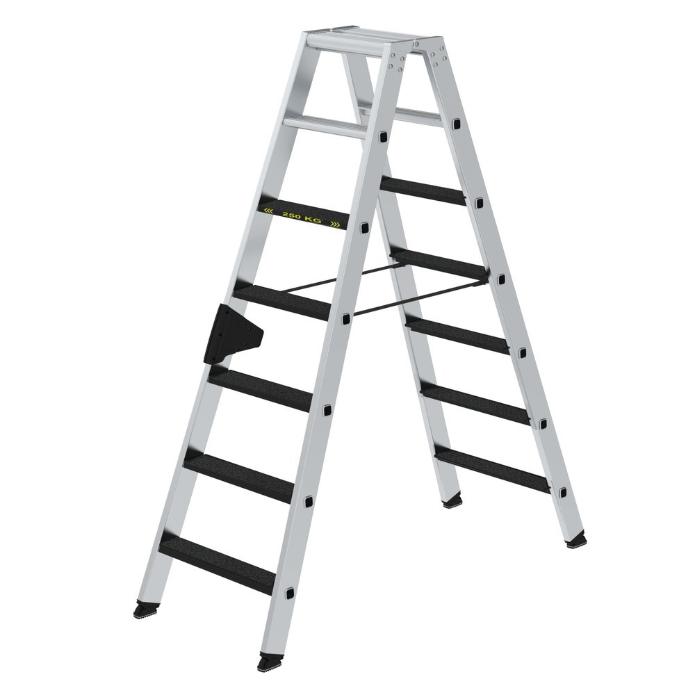Illustration du produit: Munk Escabeau double à marches 250 kg accessible des deux côtés avec clip-step R13, 2x7 marches