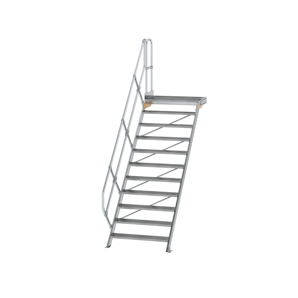 Illustration du produit: Munk Escalier avec plate-forme 45°, largeur de marche 1000 mm, 11 marches, aluminium strié