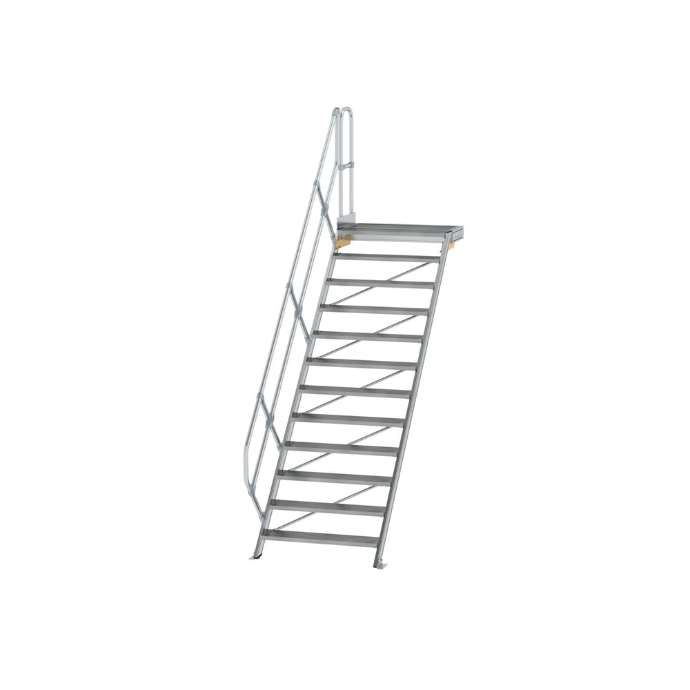 Illustration du produit: Munk Escalier avec plate-forme 45°, largeur de marche 1000 mm, 12 marches, aluminium strié