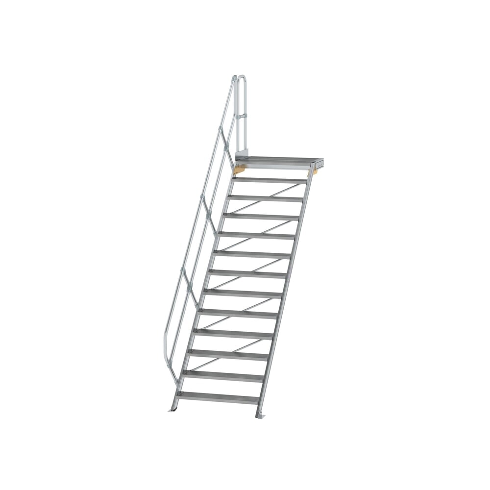 Illustration du produit: Munk Escalier avec plate-forme 45°, largeur de marche 1000 mm, 13 marches, aluminium strié