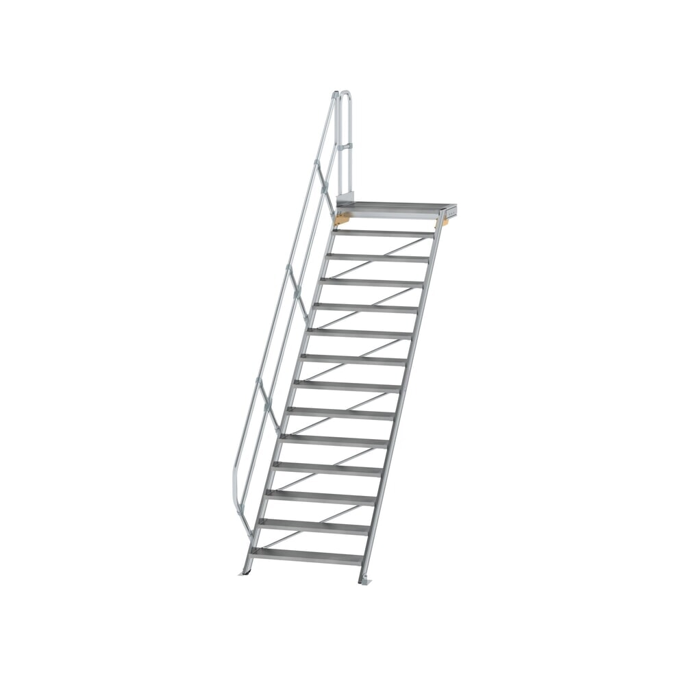 Illustration du produit: Munk Escalier avec plate-forme 45°, largeur de marche 1000 mm, 14 marches, aluminium strié