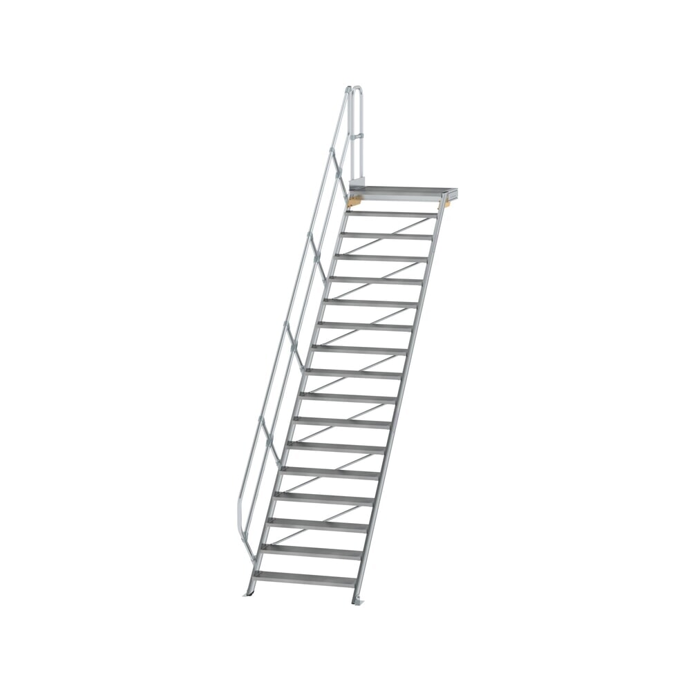 Illustration du produit: Munk Escalier avec plate-forme 45°, largeur de marche 1000 mm, 17 marches, aluminium strié