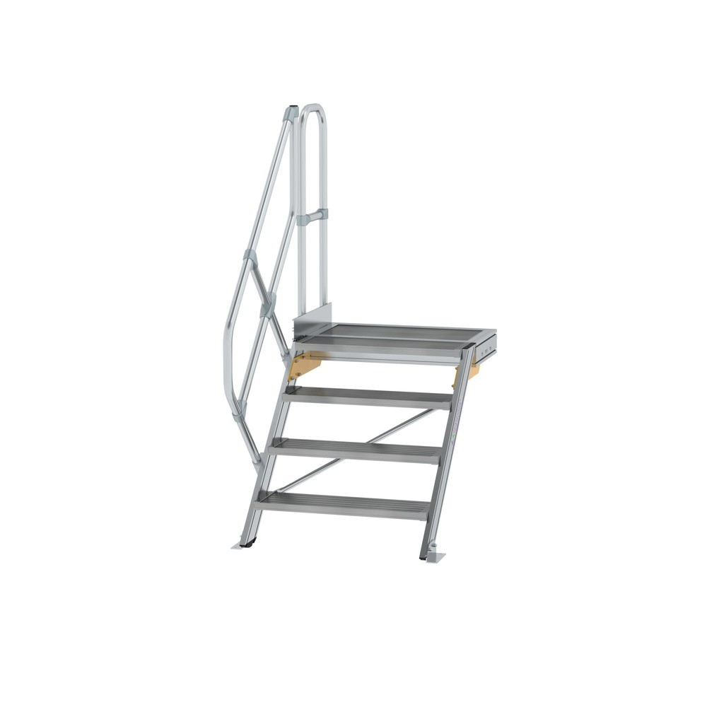 Illustration du produit: Munk Escalier avec plate-forme 45°, largeur de marche 800 mm, 4 marches, aluminium strié