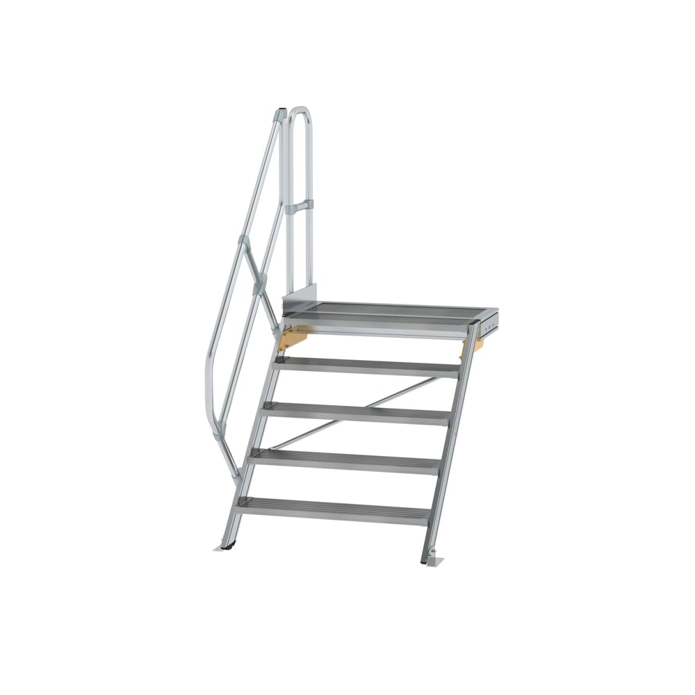Illustration du produit: Munk Escalier avec plate-forme 45°, largeur de marche 1000 mm, 5 marches, aluminium strié