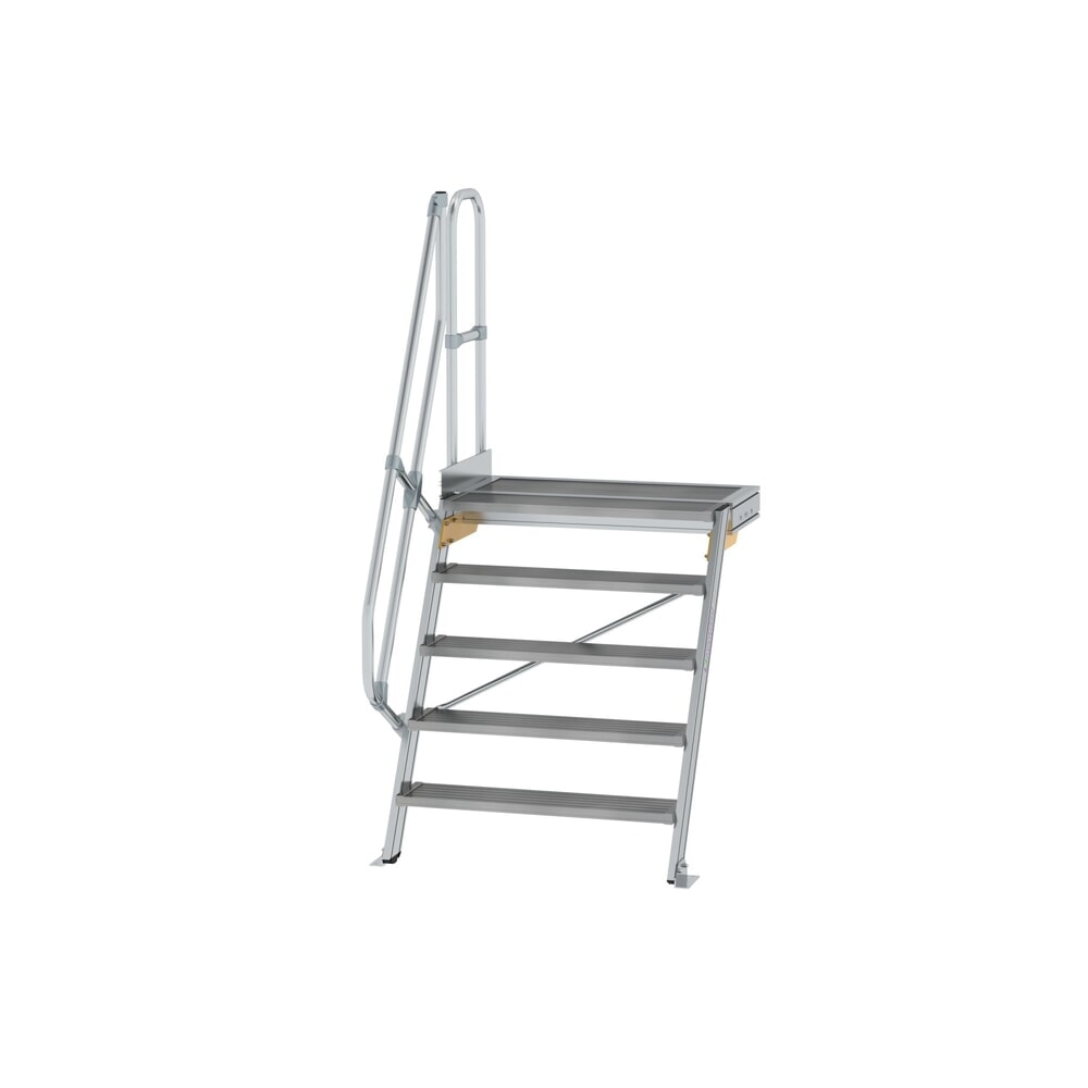 Illustration du produit: Munk Escalier avec plate-forme 60°, largeur de marche 1000 mm, 5 marches, aluminium strié