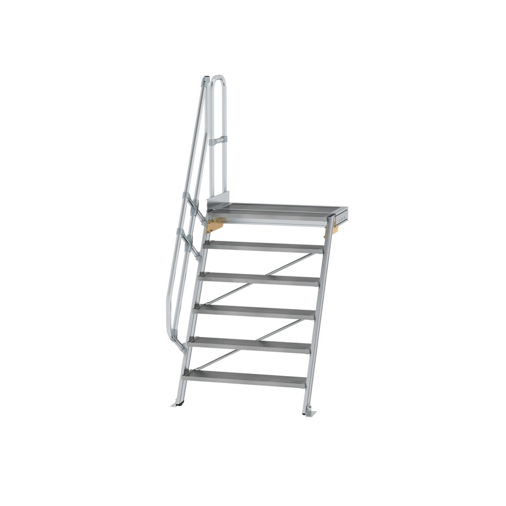 Illustration du produit: Munk Escalier avec plate-forme 60°, largeur de marche 1000 mm, 6 marches, aluminium strié