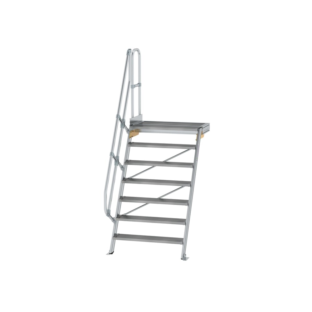 Illustration du produit: Munk Escalier avec plate-forme 60°, largeur de marche 1000 mm, 7 marches, aluminium strié