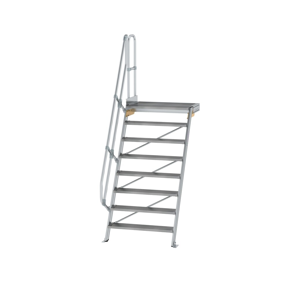 Illustration du produit: Munk Escalier avec plate-forme 60°, largeur de marche 1000 mm, 8 marches, aluminium strié