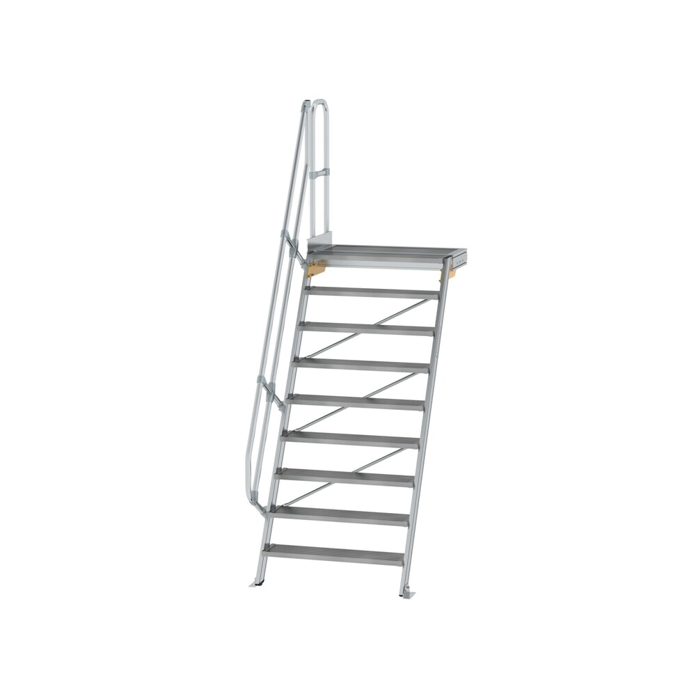 Illustration du produit: Munk Escalier avec plate-forme 60°, largeur de marche 1000 mm, 9 marches, aluminium strié