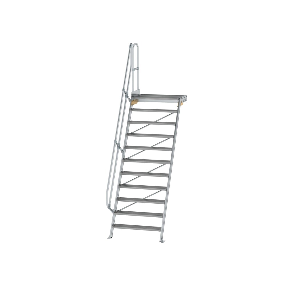 Illustration du produit: Munk Escalier avec plate-forme 60°, largeur de marche 1000 mm, 11 marches, aluminium strié