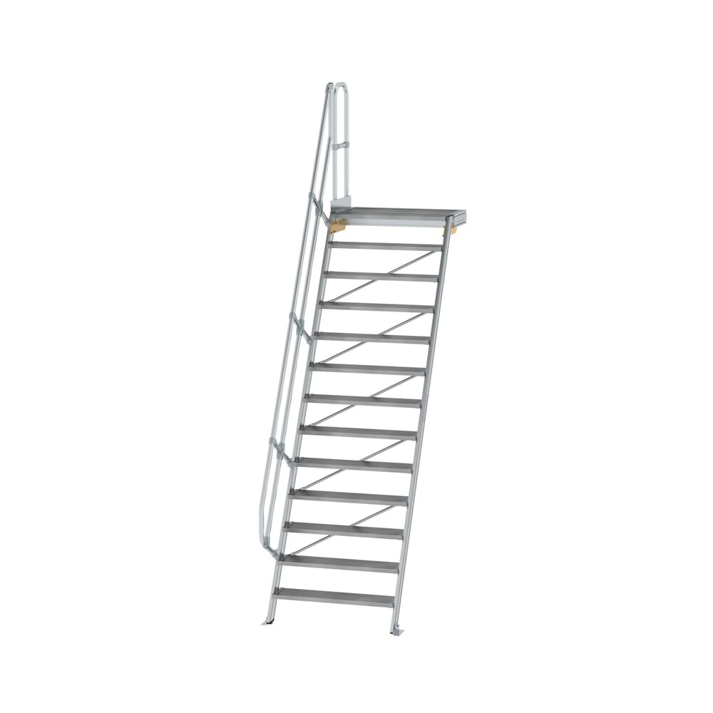 Illustration du produit: Munk Escalier avec plate-forme 60°, largeur de marche 1000 mm, 13 marches, aluminium strié