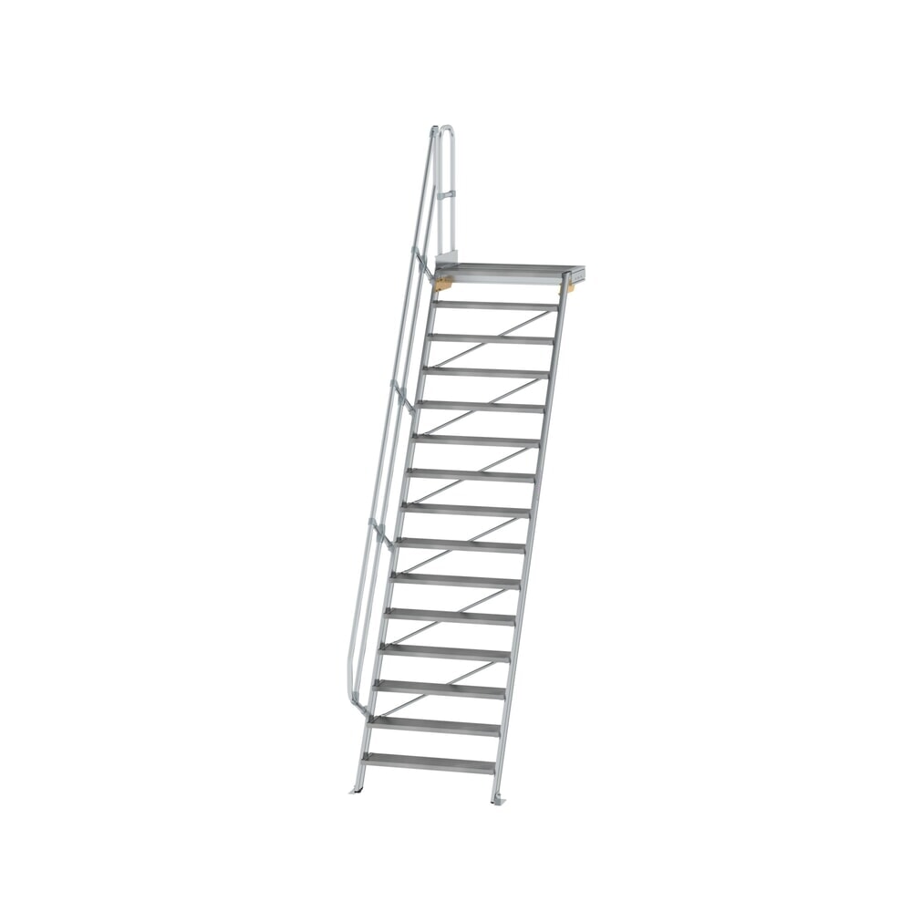 Illustration du produit: Munk Escalier avec plate-forme 60°, largeur de marche 1000 mm, 15 marches, aluminium strié