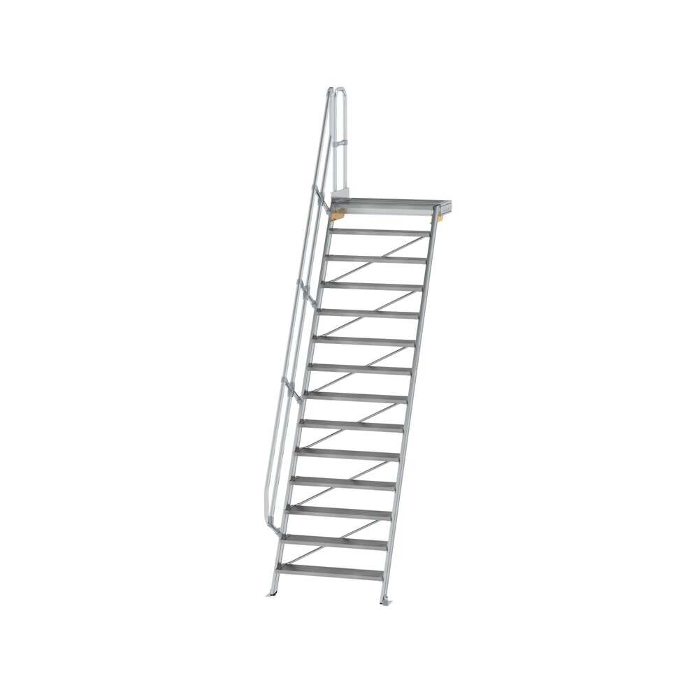 Illustration du produit: Munk Escalier avec plate-forme 60°, largeur de marche 1000 mm, 14 marches, aluminium strié