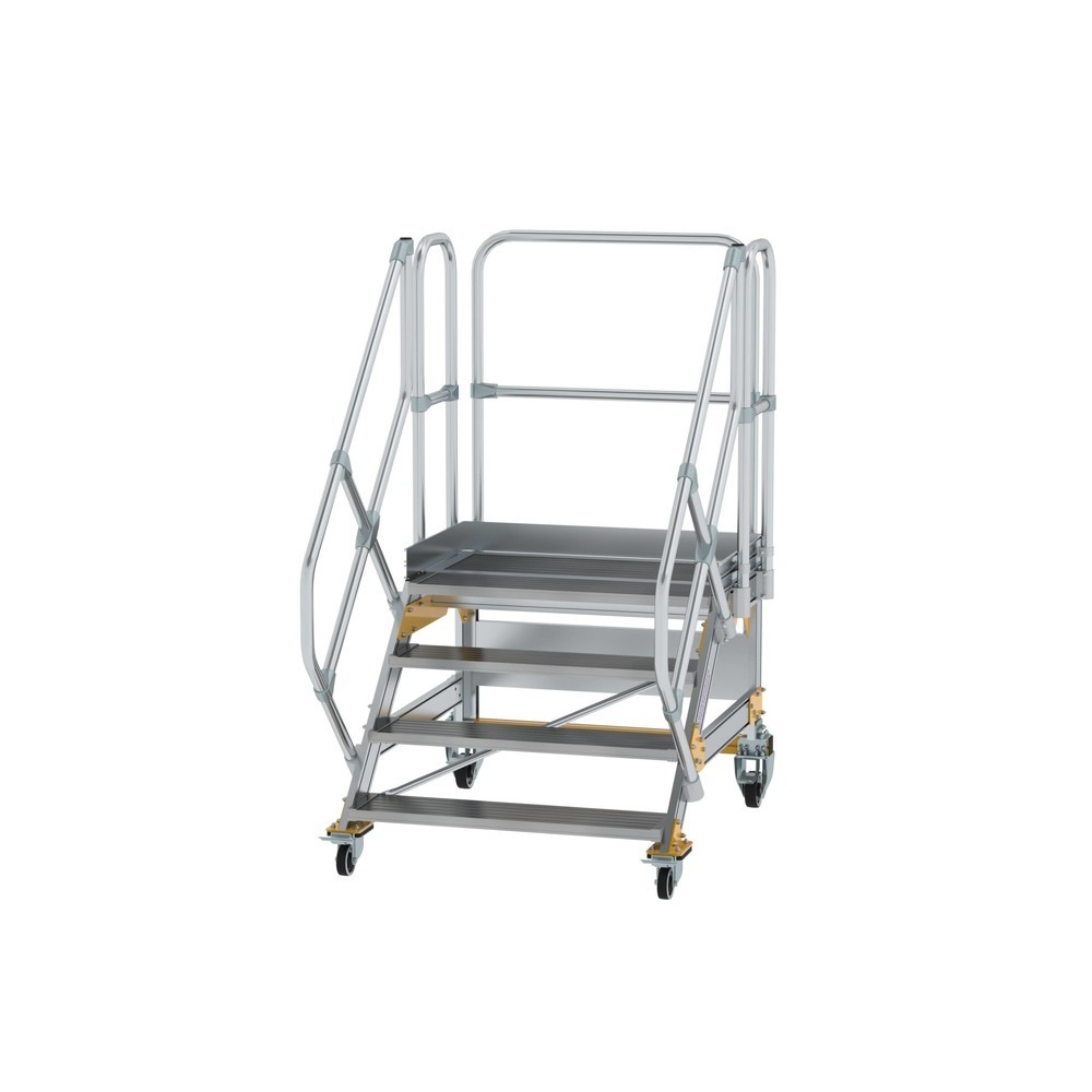 Illustration du produit: Munk Escalier mobile à plate-forme 45° Largeur de marche 1 000 mm 4 marches en aluminium strié