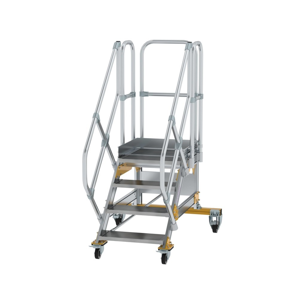 Illustration du produit: Munk Escalier mobile à plate-forme 45° Largeur de marche 600 mm 4 marches en aluminium strié