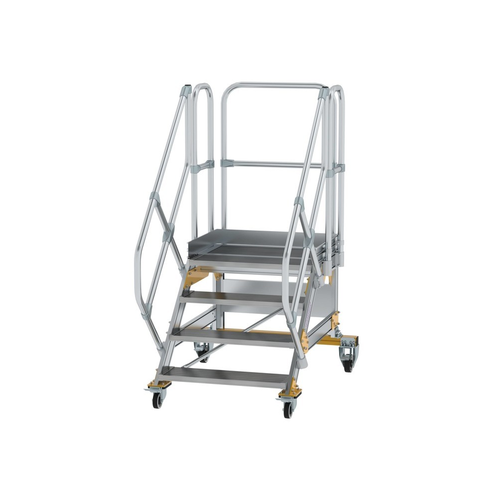 Illustration du produit: Munk Escalier mobile à plate-forme 45° Largeur de marche 800 mm 4 marches en aluminium strié