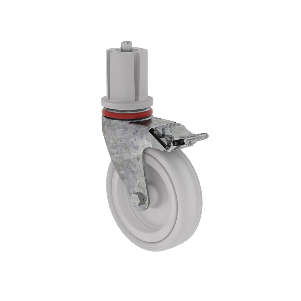 Munk Lenkrolle ø 125 mm mit Feststellbremse und Zapfen Produktabbildung: Munk Lenkrolle ø 125 mm mit Feststellbremse und Zapfen