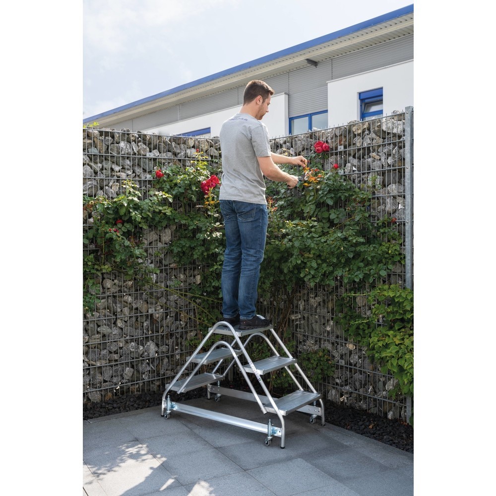 N° de l'image du produit 2 : Munk Marchepied avec marches de deux côtés en aluminium strié, 2x2 marches