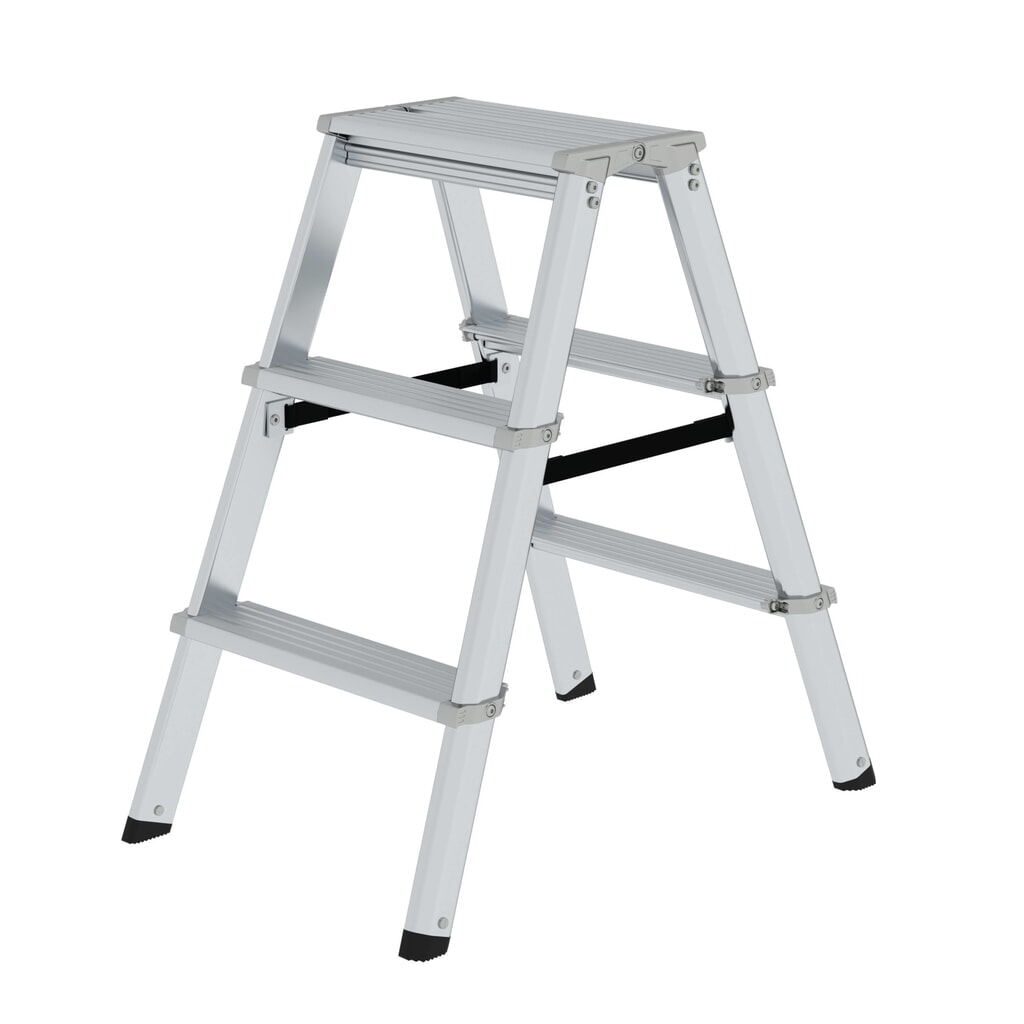 Munk ML Stufen-Stehleiter beidseitig begehbar 2x3 Stufen Produktabbildung: Munk ML Stufen-Stehleiter beidseitig begehbar 2x3 Stufen