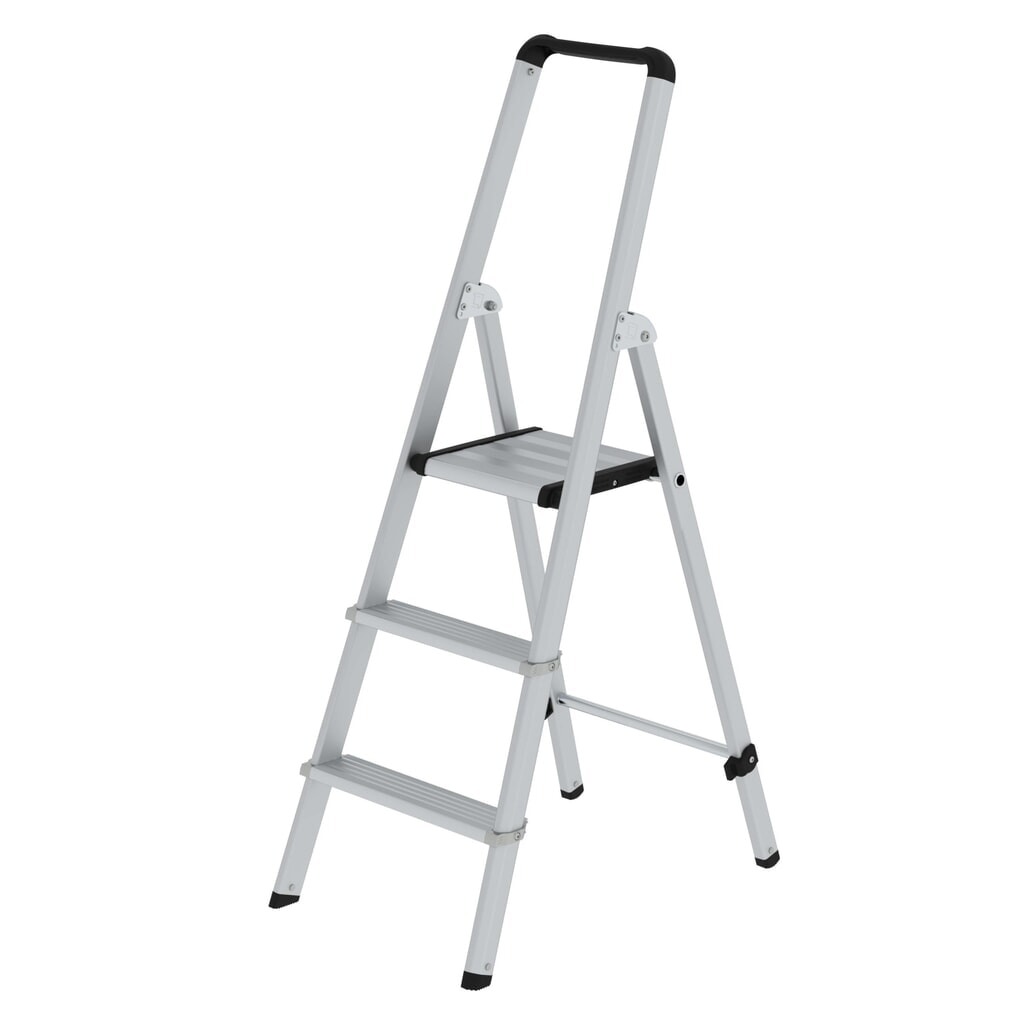 Produktabbildung: Munk ML Stufen-Stehleiter einseitig begehbar Aluminium eloxiert 3 Stufen