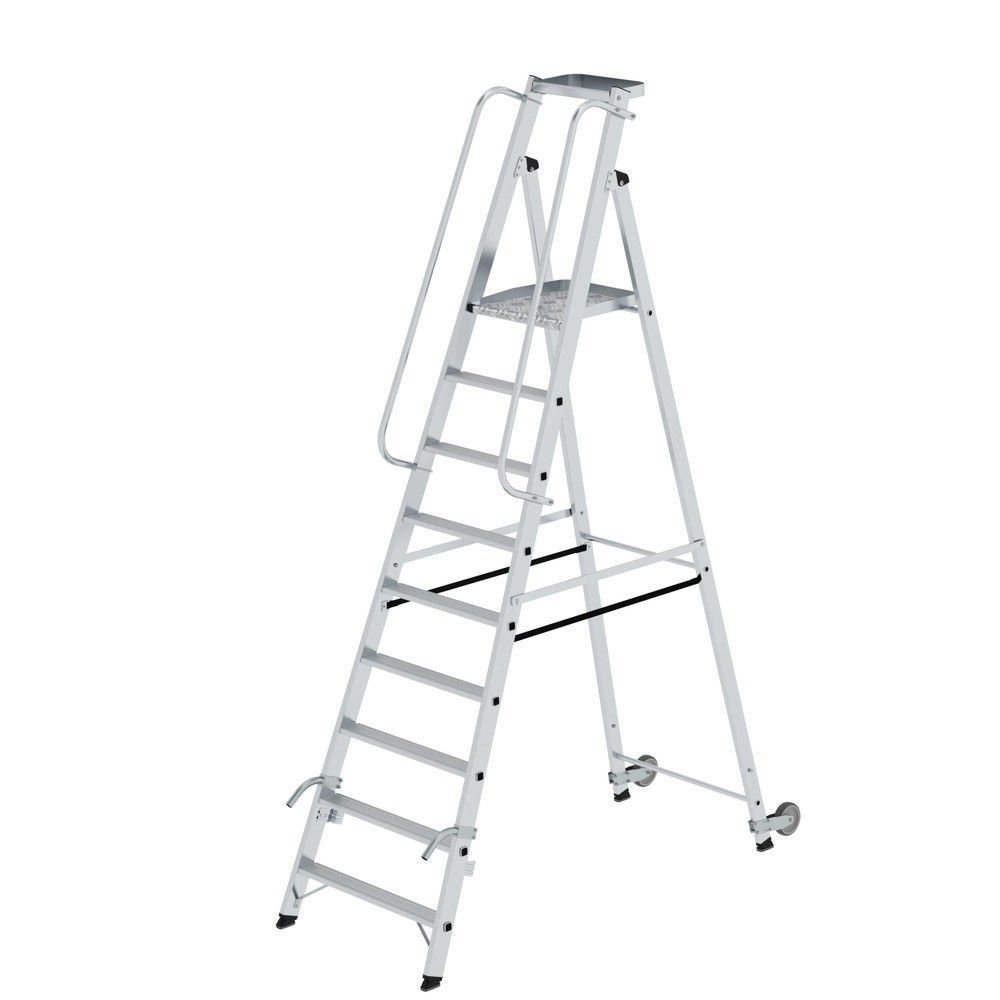Produktabbildung Nr. 1: Munk Plattformleiter mit Rollen und Griff 9 Stufen mit Ablageschale