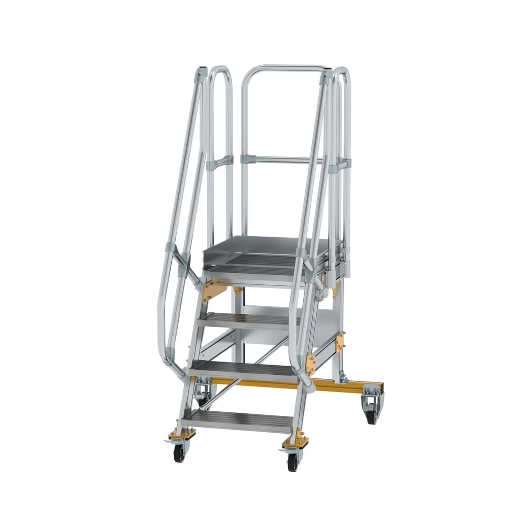 Munk Plattformtreppe fahrbar 60° Stufenbreite 600 mm 4 Stufen Produktabbildung: Munk Plattformtreppe fahrbar 60° Stufenbreite 600 mm 4 Stufen