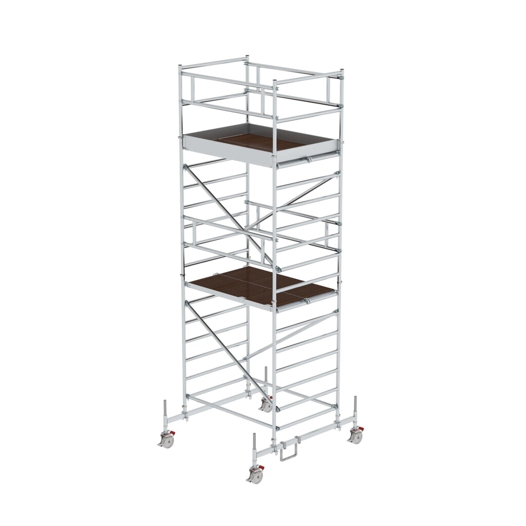 Munk Rollgerüst 1,35 x 1,80 m mit Fahrbalken & Doppel-Plattform Plattformhöhe 4,45 m Produktabbildung Nr. 1: Munk Rollgerüst 1,35 x 1,80 m mit Fahrbalken & Doppel-Plattform Plattformhöhe 4,45 m