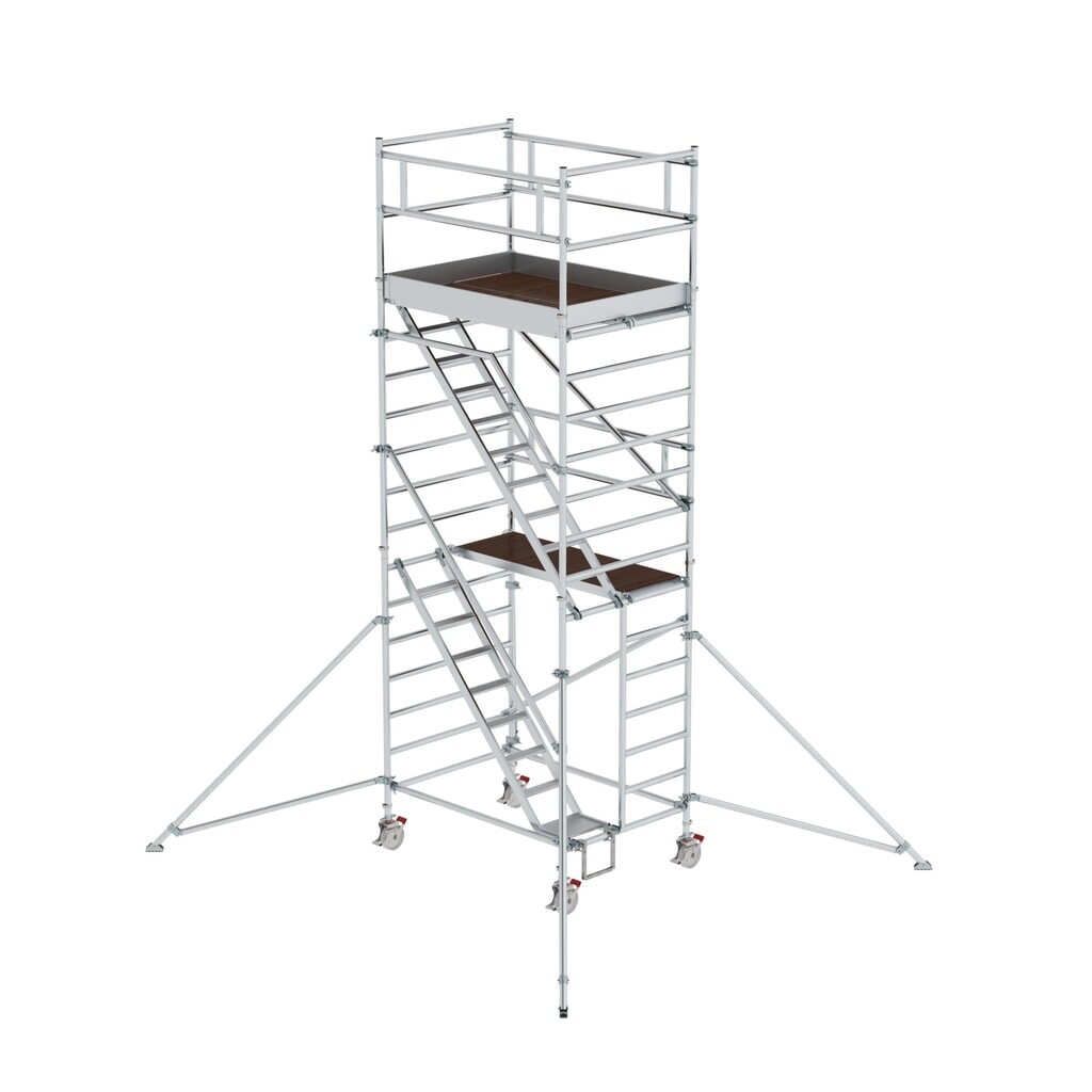 Produktabbildung: Munk Rollgerüst 1,35 x 1,80 m mit Schrägaufstiegen & Ausleger Plattformhöhe 4,35 m