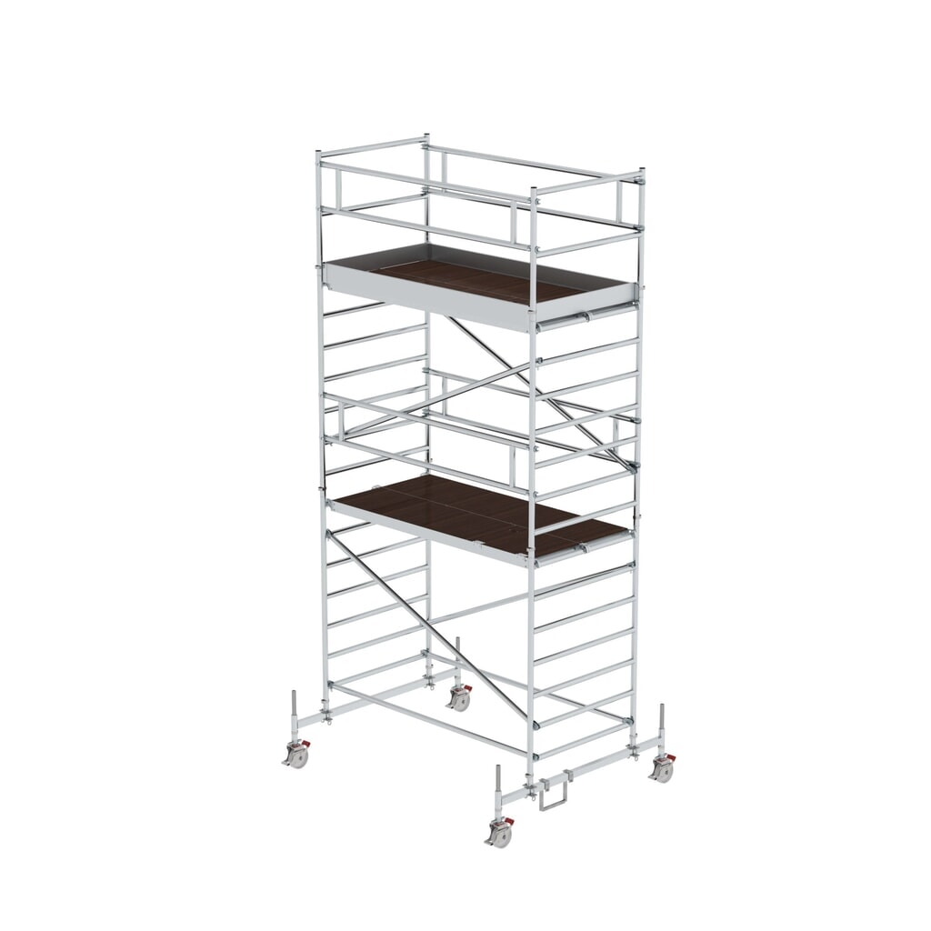 Produktabbildung: Munk Rollgerüst 1,35 x 2,45 m mit Fahrbalken & Doppel-Plattform Plattformhöhe 4,35 m