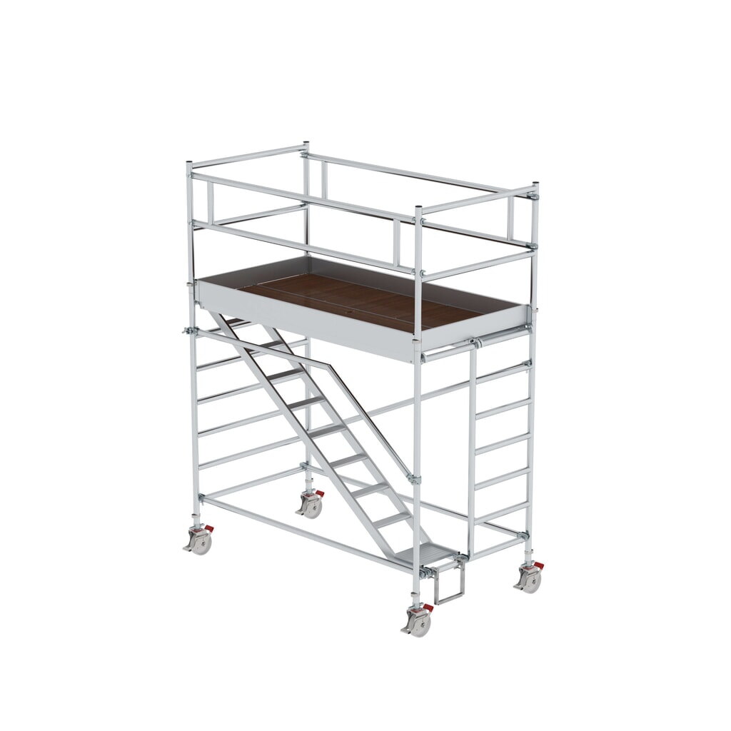 Munk Rollgerüst 1,35 x 2,45 m mit Schrägaufstiegen Plattformhöhe 2,35 m Produktabbildung: Munk Rollgerüst 1,35 x 2,45 m mit Schrägaufstiegen Plattformhöhe 2,35 m