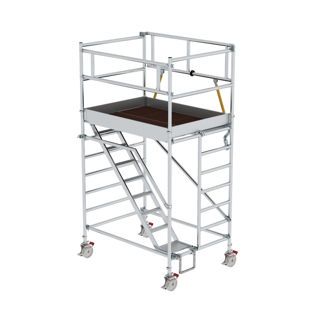 Munk Rollgerüst SG 1,35 x 1,80 m mit Schrägaufstiegen Plattformhöhe 2,51 m Produktabbildung: Munk Rollgerüst SG 1,35 x 1,80 m mit Schrägaufstiegen Plattformhöhe 2,51 m
