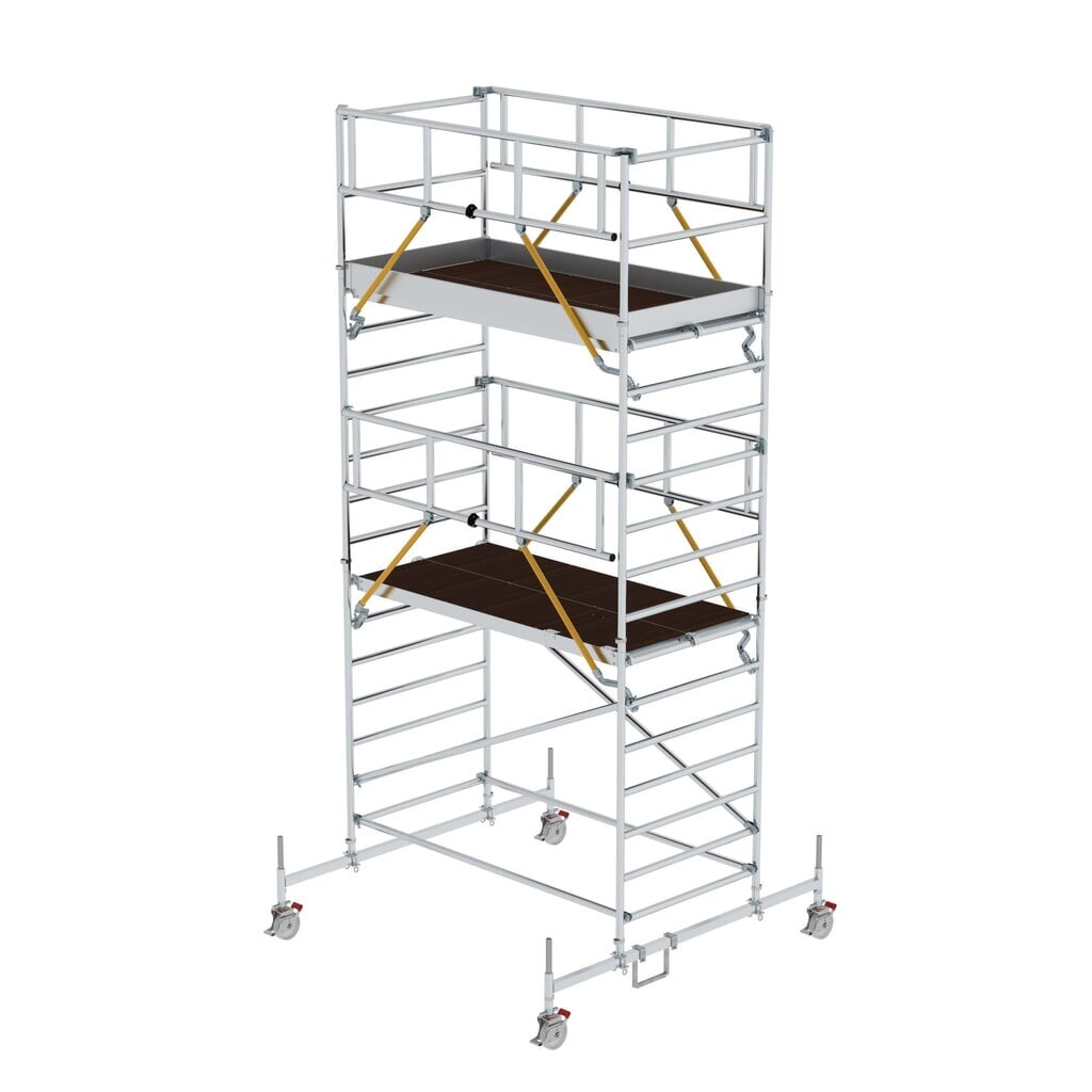 Munk Rollgerüst SG 1,35 x 2,45 m mit Fahrbalken & Doppel-Plattform Plattformhöhe 4,66 m Produktabbildung: Munk Rollgerüst SG 1,35 x 2,45 m mit Fahrbalken & Doppel-Plattform Plattformhöhe 4,66 m