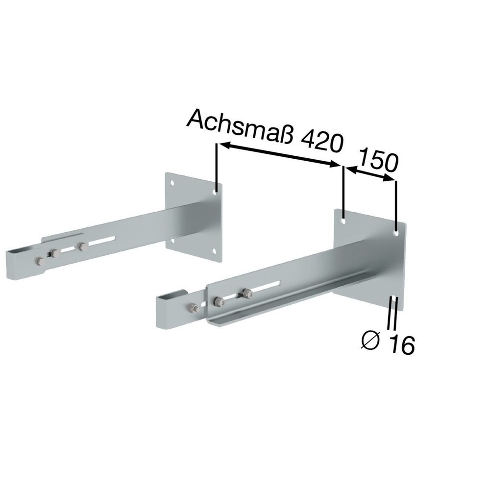 Produktabbildung Nr. 2: Munk Sonderwandhalter, starr 500-600mm, Stahl-verzinkt