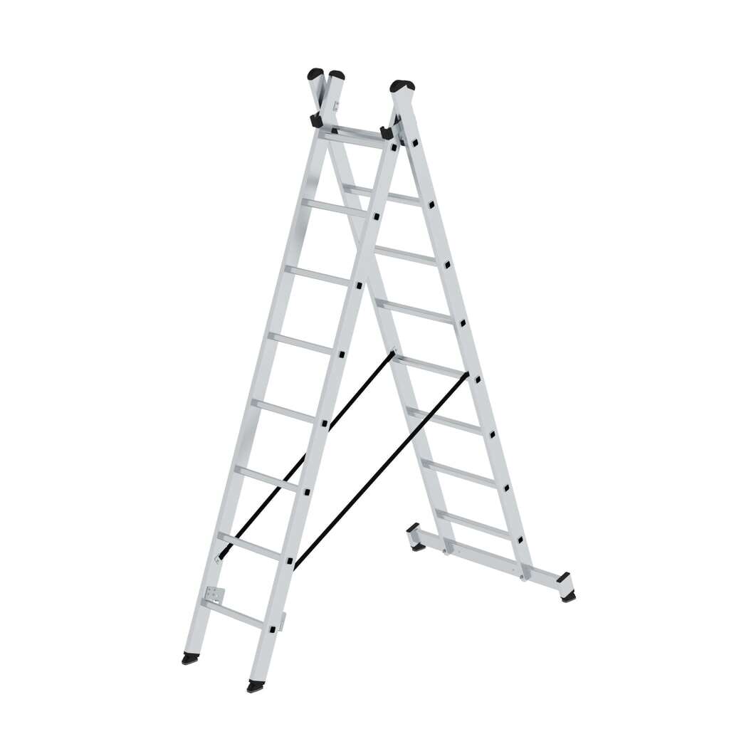 Produktabbildung: Munk Sprossen-Mehrzweckleiter 2-teilig mit nivello®-Traverse 2x8 Sprossen