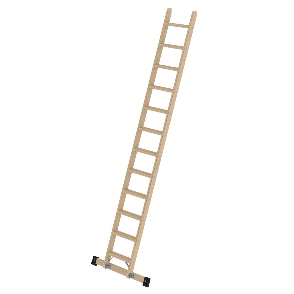 Munk Stufen-Anlegeleiter Holz mit Traverse 12 Stufen Produktabbildung: Munk Stufen-Anlegeleiter Holz mit Traverse 12 Stufen