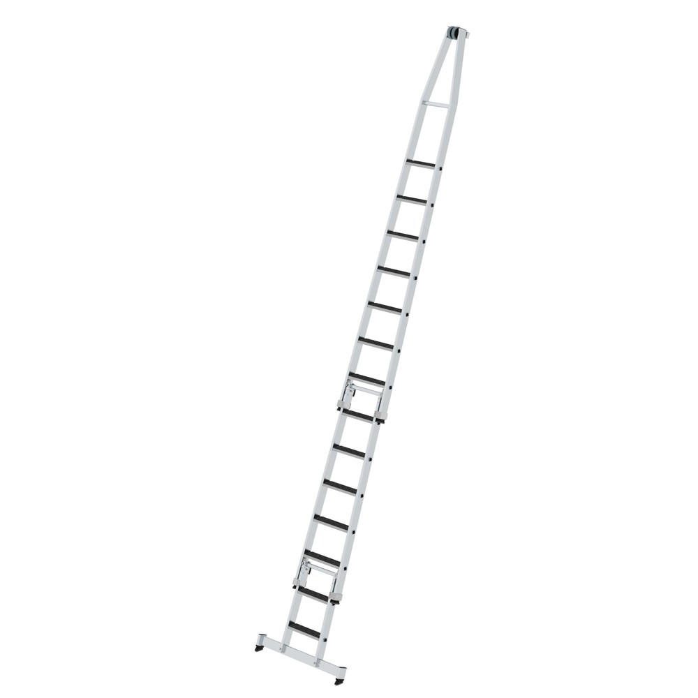 Produktabbildung: Munk Stufen-Glasreinigerleiter-Satz mit nivello®-Traverse und clip-step R13 Kombi mit 2 Unterteilen