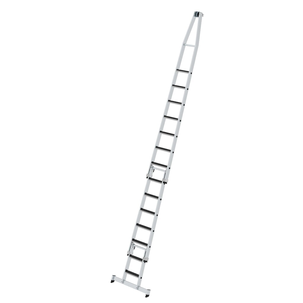 Produktabbildung: Munk Stufen-Glasreinigerleiter-Satz mit nivello®-Traverse und clip-step R13 Kombi mit 2 Unterteilen