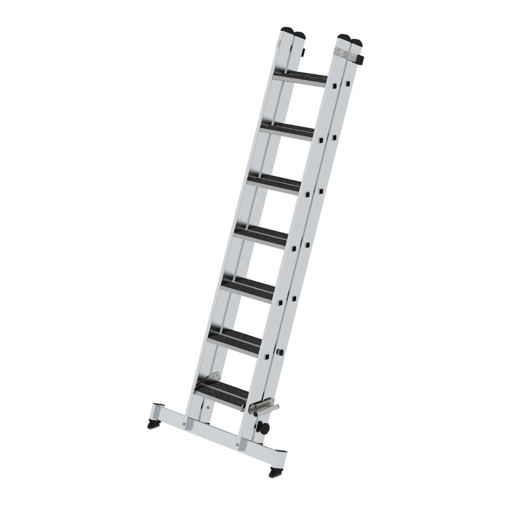 Produktabbildung: Munk Stufen-Schiebeleiter 2-teilig mit nivello-Traverse und clip-step R13 2x7